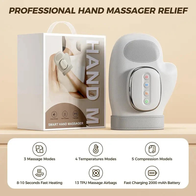 Hand & Wrist Relief Massager — Heat + Compression + Vibration